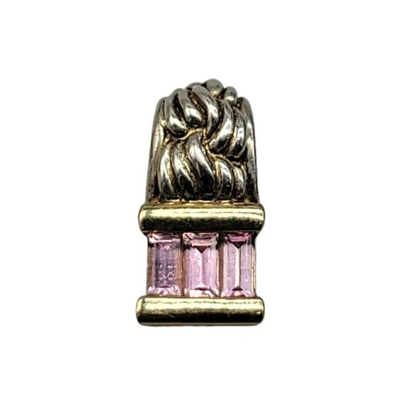 14k & 925 Pink Gemstone Pendant Makers Mark Stamp Hong Kong Yellow Gold Sterling